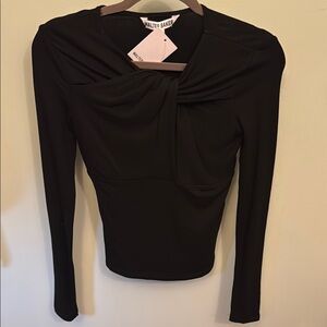 Walter Baker Black Asymmetrical Fitted Top